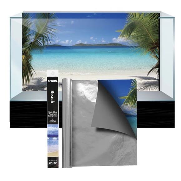 Aquatic Creations Aquarium Background Beach Scene 24”x12” - Picture 1 of 10